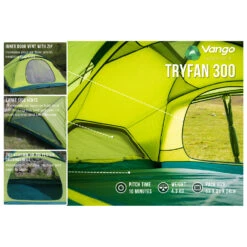 Vango Tryfan 300 - 3-Personen Zelt -Freien Camping Geschäft vango tryfan 300 3 personen zelt detail 3